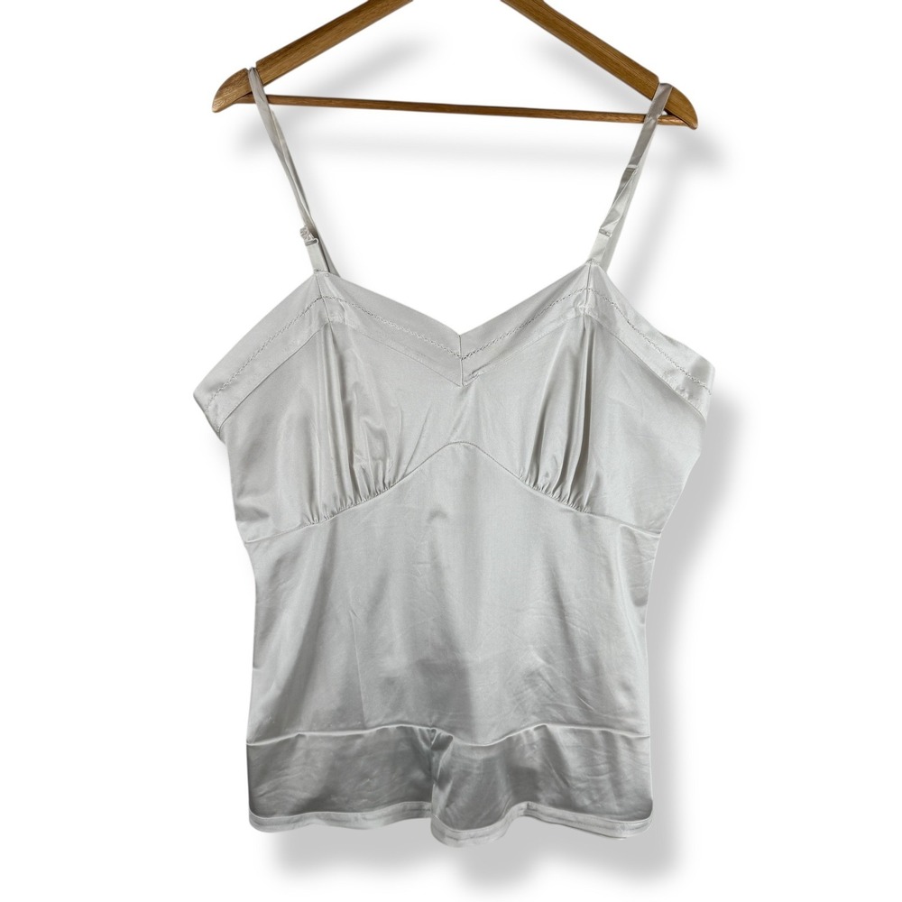 Plus Size 1X Womens Vintage White Satin Cami Babydoll Tank Top Angel‎ Ethereal